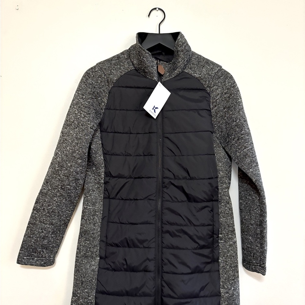 Knoss Women's Hybrid Bonded Sweater Fleece Puffer Black Jacket XS - Picture 2 of 4
